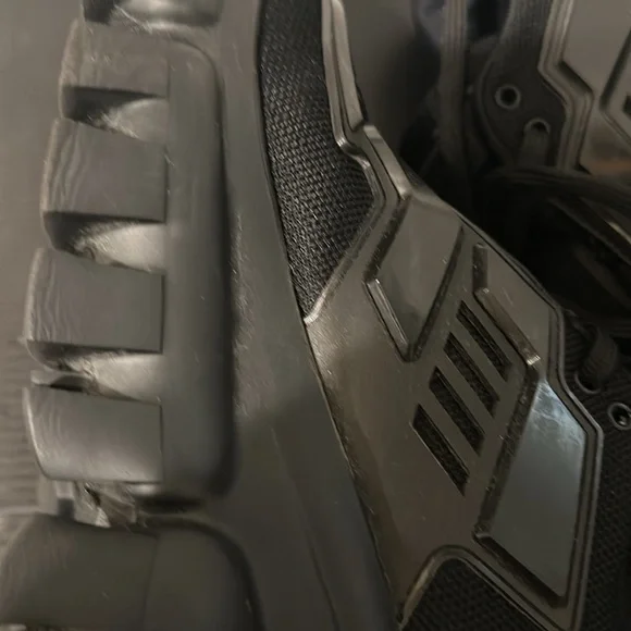 Prada Calzature Donna Nero maglia tech rubber wedge sneakers, Sz 35.5 - Picture 15 of 16